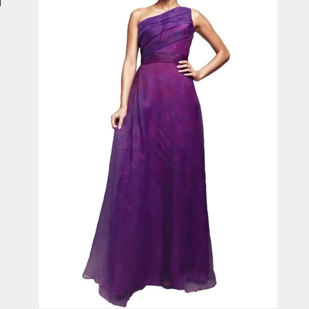 Organza One-Shoulder Gown